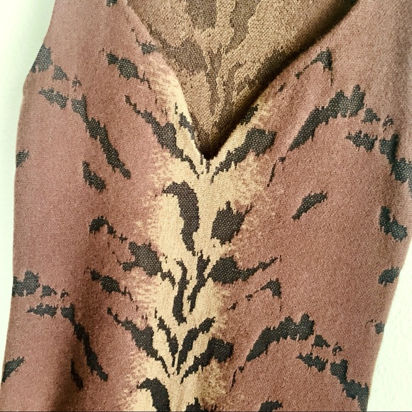 Antonio Berardi Animal Print Wool Dress Brown - Picture 7 of 9